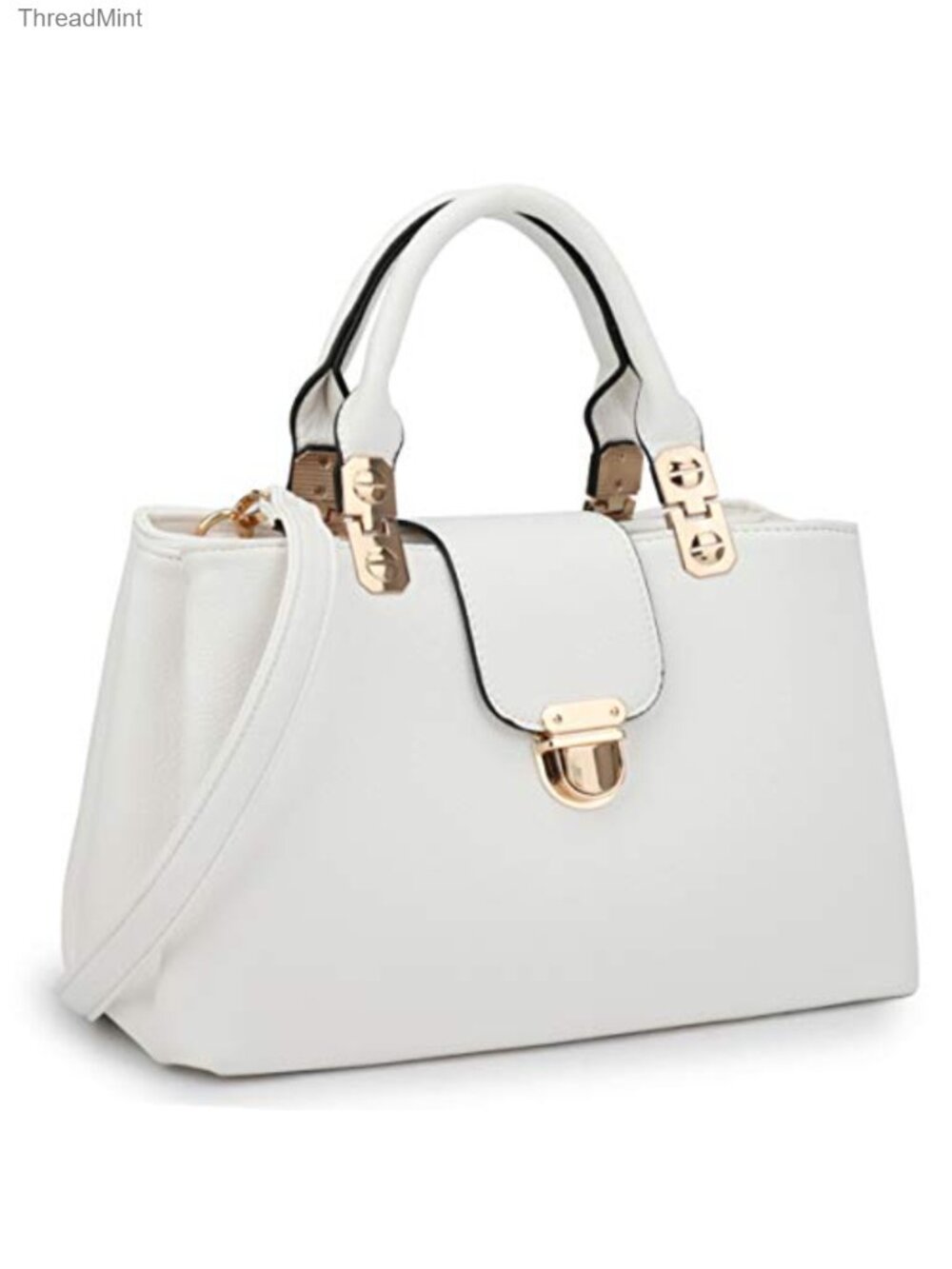 Vegan Leather Satchel Handbag Medium Tote Top Handle Purse Detachable Strap